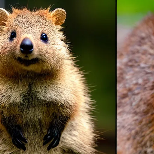 Image similar to a stereoscopic photograph of a quokka