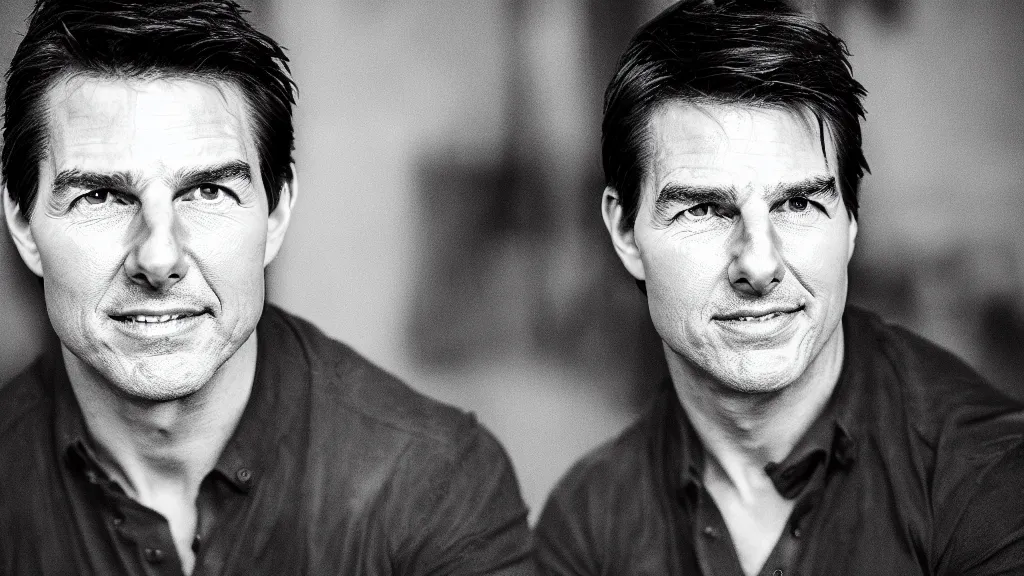 Image similar to A studio portrait of Tom Cruise; f/1.4; 90mm