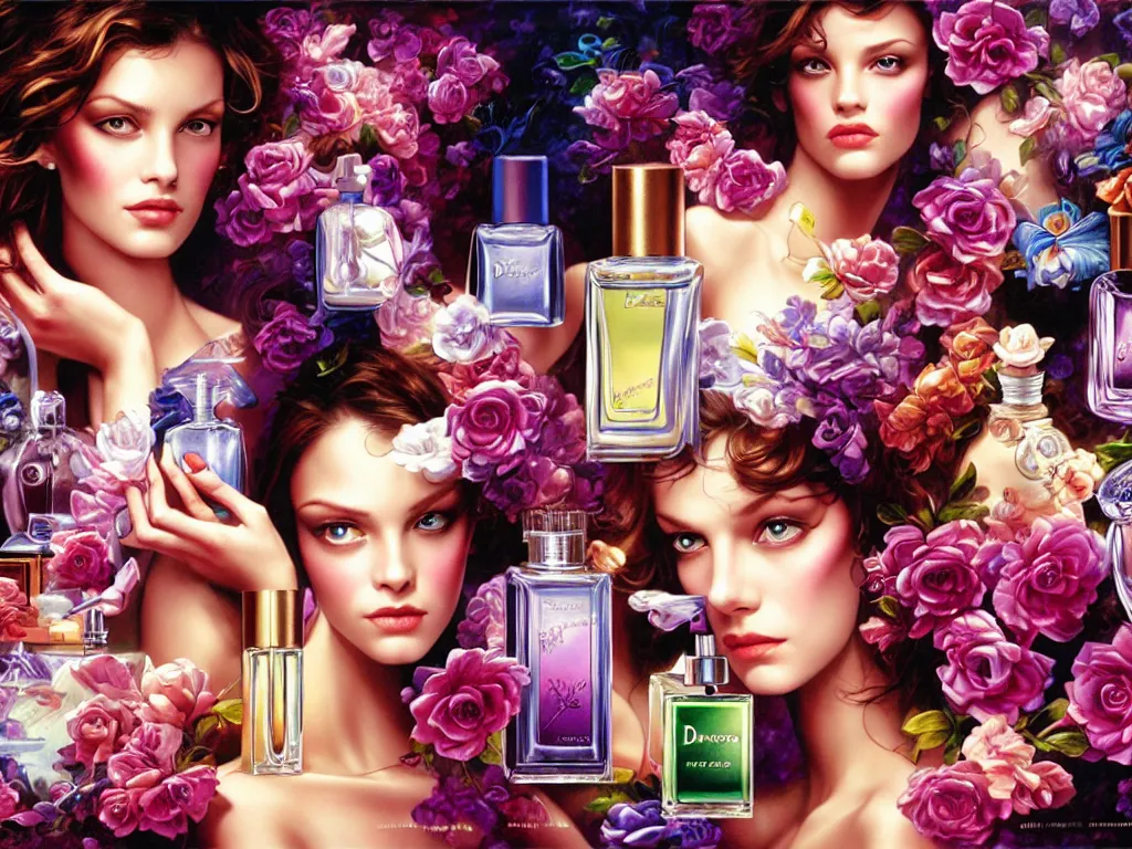 Image similar to fragrance advertising campaign painted by drew struzan, highly detailed