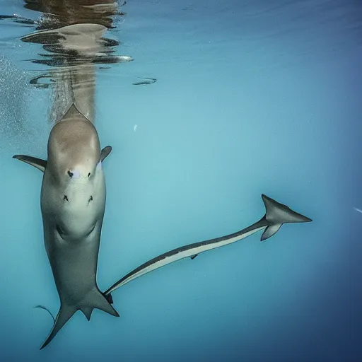 Image similar to a very long shark, award winning underwater photography by Thomas P. Peschak