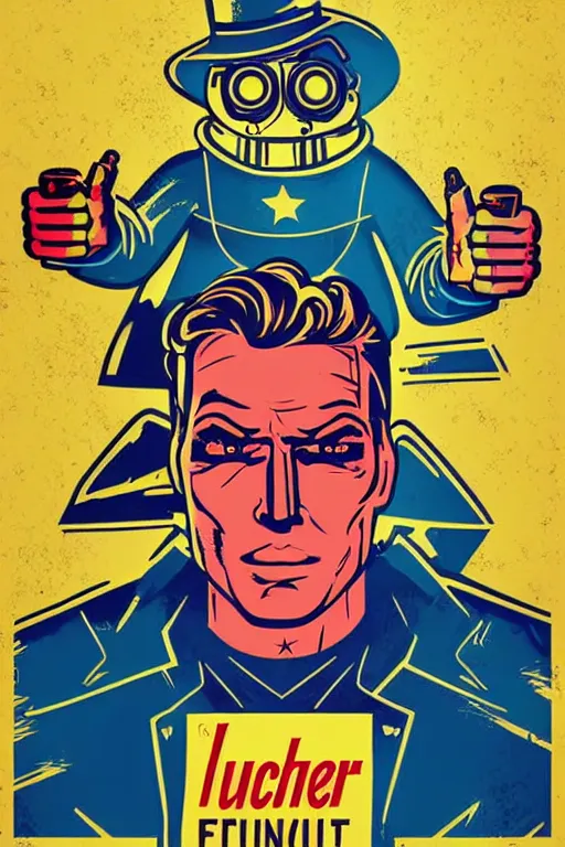 Image similar to fallout 7 6 retro futurist illustration art by butcher billy, sticker, colorful, illustration, highly detailed, simple, smooth and clean vector curves, no jagged lines, vector art, smooth andy warhol style