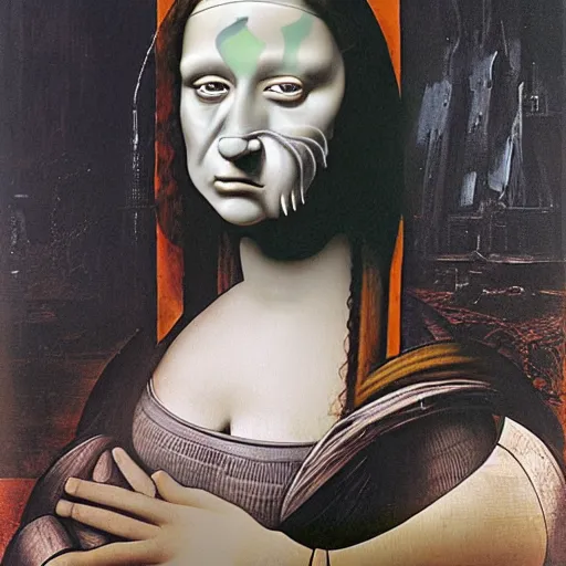 Image similar to giger, h. r. - monalisa in the style of giger, h. r. by giger, h. r.