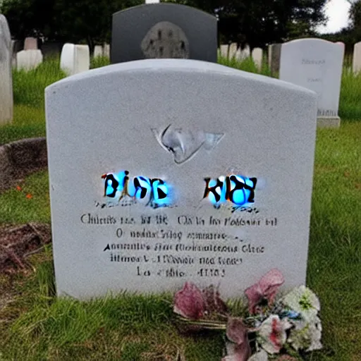 Image similar to photo of a grave that says RIP Chris