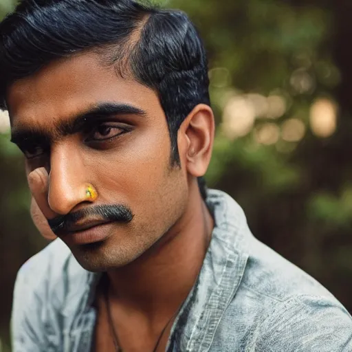 Image similar to an indian man with a nose ring and bleached blonde hair