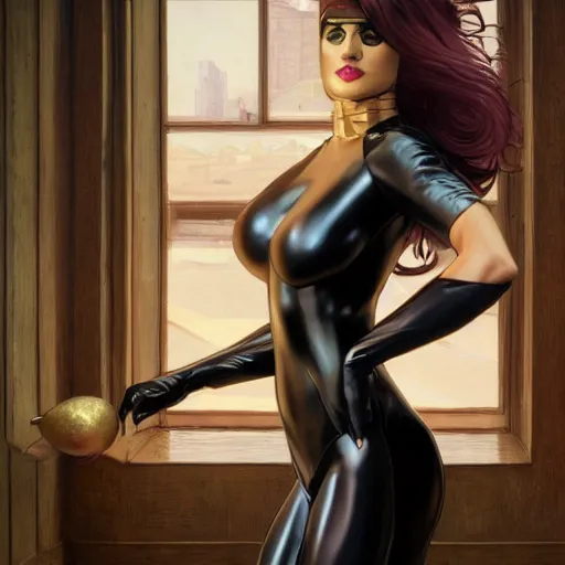 Image similar to Cat Woman, GTA Five Loading Artwork, highly detailed, digital painting, artstation, concept art, smooth, sharp focus, illustration, ArtStation, art by artgerm and greg rutkowski and alphonse mucha and J. C. Leyendecker and Edmund Blair Leighton and Katsuhiro Otomo and Geof Darrow and Phil hale and Ashley wood and Ilya repin and Charlie Bowater
