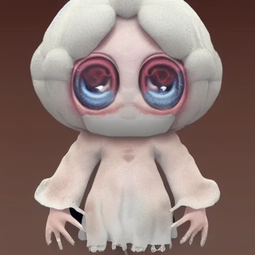 Image similar to a cute fumo plush of a lost waif spirit found in the depth of a well, eldritch, vray