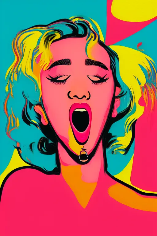 Prompt: girl screamin yolo - aesthetic, smooth painting, remove duplication, 9 seeds have ultra detailed, 4 k, illustration, comical, acrylic paint style, pencil style, torn cosmo magazine style, pop art style, ultrarealism, by mike swiderek, jorge lacera, ben lo, tyler west