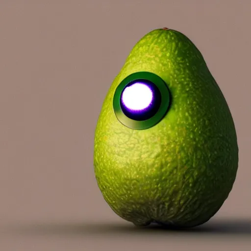 Image similar to photorealistic 3 d render of an avocado spider with lazer eyes