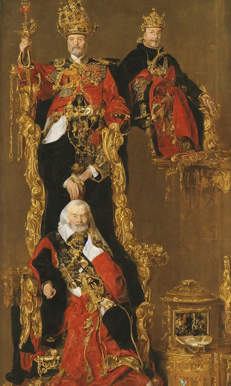 Image similar to portrait of the last emperor of Jupiter in his throne room