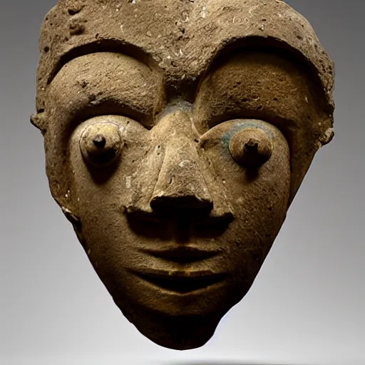 Image similar to stone mask from the pre - ceramic neolithic period, dating to 7 0 0 0 bc, probably the oldest surviving mask in the world