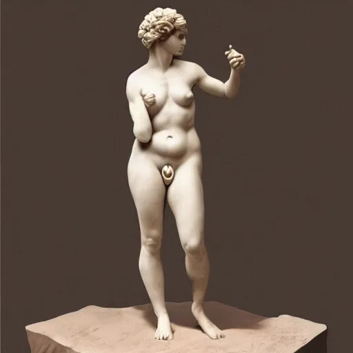 Image similar to full body sculpture of aphrodite hyperrealistic style made by michelangelo