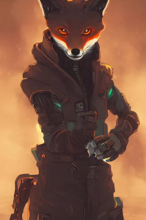 Image similar to an anthropomorphic cyberpunk fox, backlighting, trending on artstation, digital art, furry art, trending on furaffinity, fantasy art, by kawacy