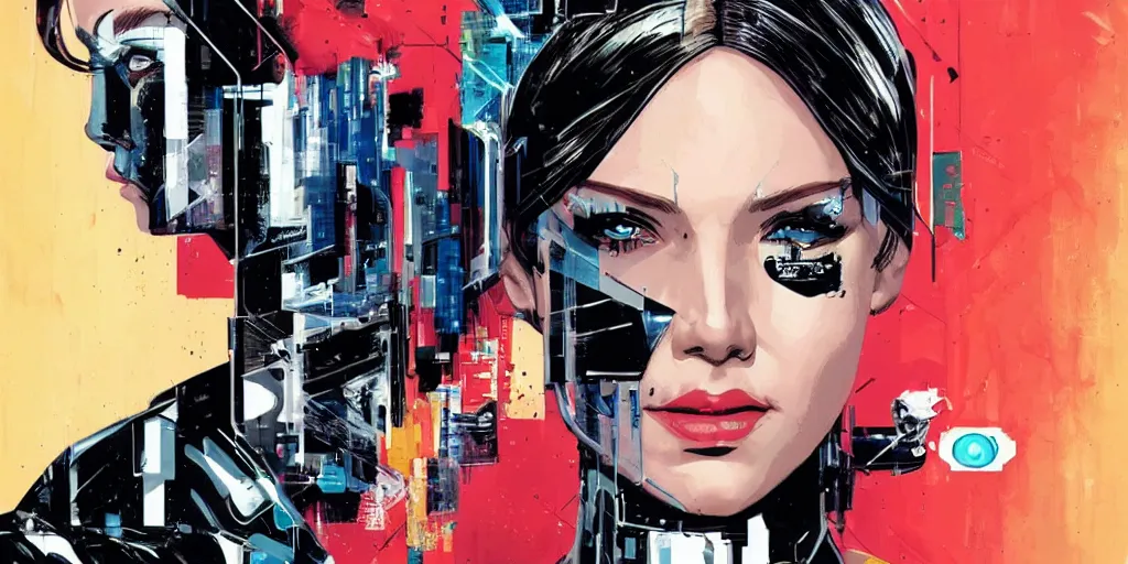 Image similar to a portrait of a single female android, by MARVEL comics and Sandra Chevrier