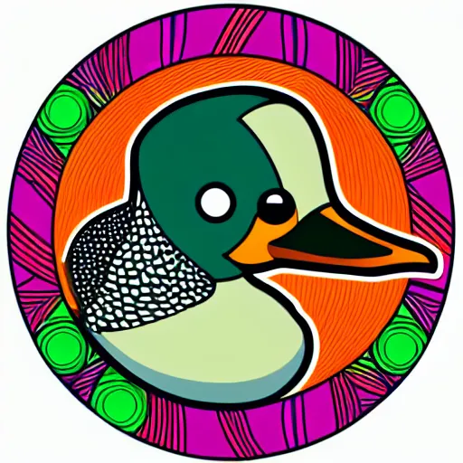 Image similar to portrait of a duck, sticker, highly detailed, colorful, illustration, smooth and clean vector curves, no jagged lines, vector art, smooth