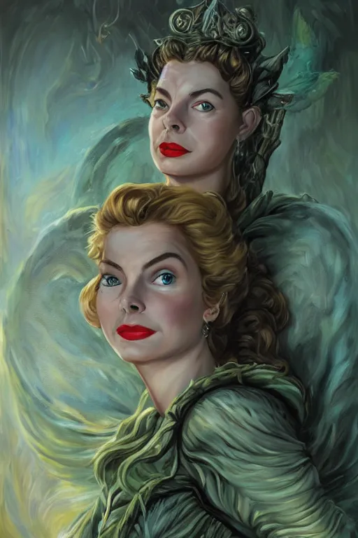 Prompt: A fantasy comic book style portrait painting of Ingrid Bergman, Anya Taylor-Joy, Cory Chase, hybrid, as an Atlantean Reptilian Warrior, François Boucher, Oil Painting, Mystical Valkyrie, unreal 5, DAZ, hyperrealistic, octane render, Regal, Refined, Detailed Digital Art, RPG portrait, Michael Cheval, Walt Disney (1937), William-Adolphe Bouguereau, Steampunk, dynamic lighting, Highly Detailed, Cinematic Lighting, Unreal Engine, 8k, HD