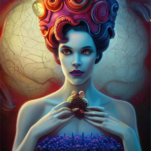 Image similar to underwater queen portrait lovecraft lovecraftian, Pixar style, by Tristan Eaton Stanley Artgerm and Tom Bagshaw.