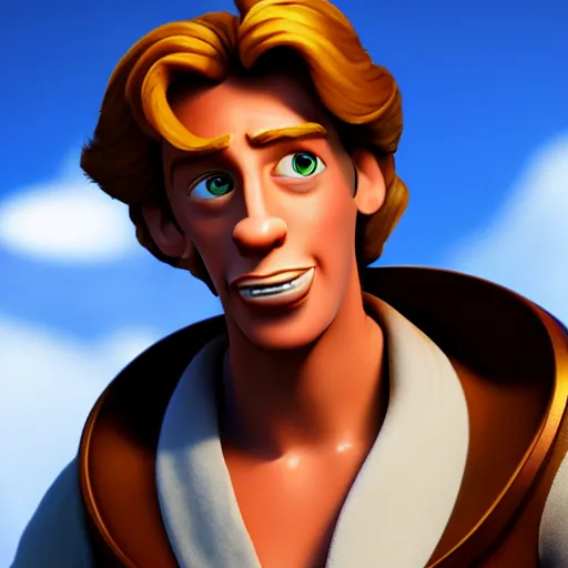 Prompt: Guybrush Threepwood, depicted as a Pixar character, high quality CG render, 4K