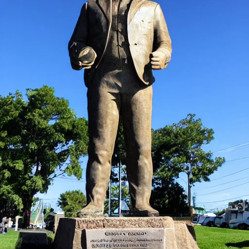 Prompt: giant conan o'brien monument, stone