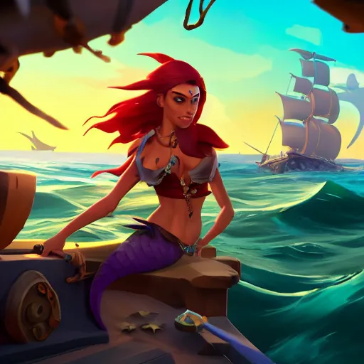 Image similar to jack the pirate mermaid on sea of thieves game avatar hero, behance hd by jesper ejsing, by rhads, makoto shinkai and lois van baarle, ilya kuvshinov, rossdraws global illumination