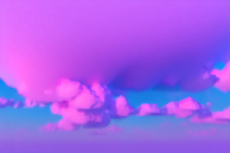Image similar to purple diamond hovering in pink clouds, turquoise horizon, smooth gradients, octane render, 8 k, volumetric lightning