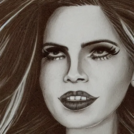 Image similar to cave drawing of lana del rey