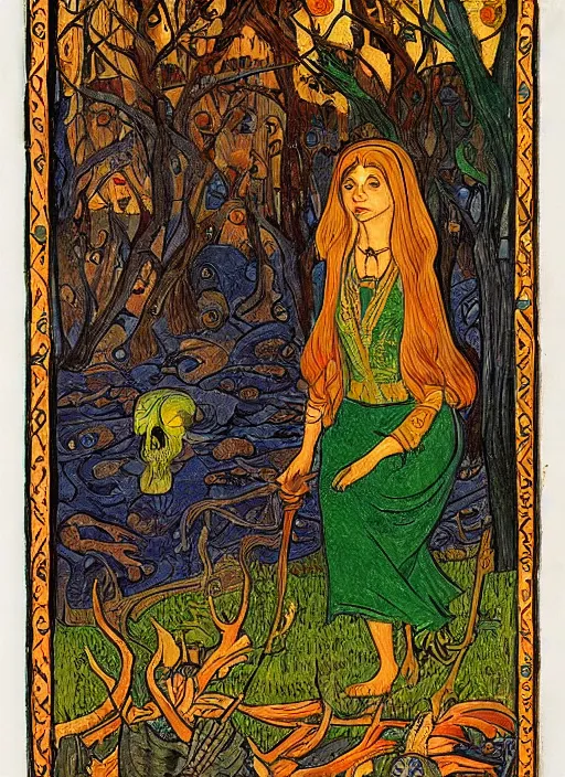 Image similar to scary slavic tale ; ivan bilibin style ; 8 k ; sharp focus