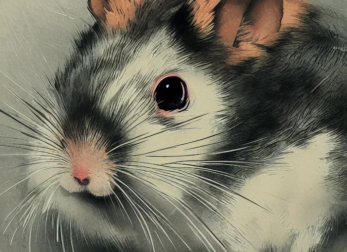 Image similar to a highly detailed beautiful portrait of a hamster by yoji shinkawa