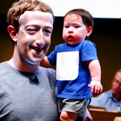 Image similar to a baby with the head of mark zuckerberg