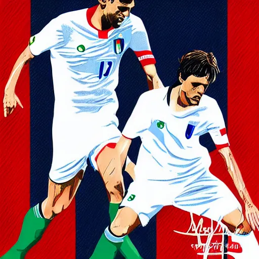 Prompt: paolo maldini italia, digital art