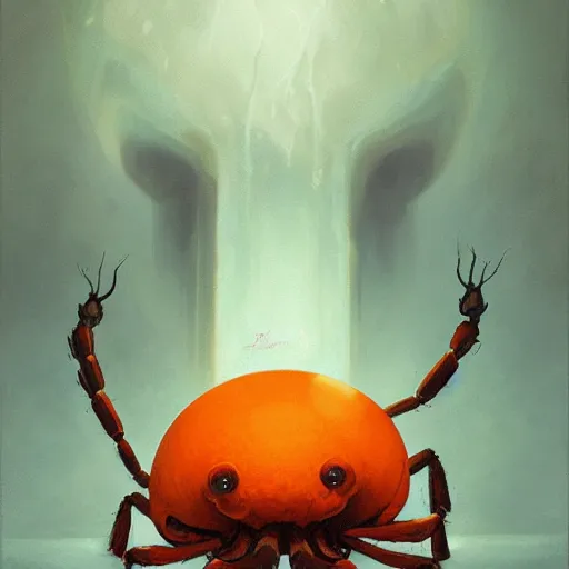 Image similar to portrait of an orange giant spider god by peter mohrbacher