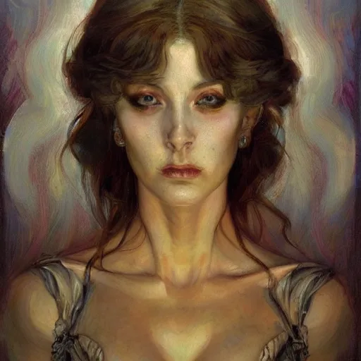 Prompt: a painting in the style of donato giancola, and in the style of charlie bowater, and in the style of felicien rops. symmetry, smooth, sharp focus, semi - realism.