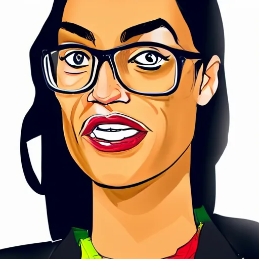 Prompt: a picture of alexandria ocasio cortez in the art style of sakimichan