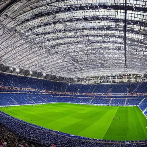 Image similar to friends arena in stockholm, a dinosaur in the middle of the pitch