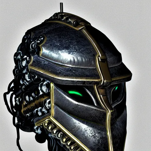 Image similar to cyberpunk viking helmet mask robot ninja illumination ray tracing hdr fanart arstation by sung choi and eric pfeiffer and gabriel garza and casper konefal