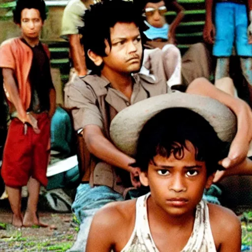 Prompt: a fill still of Luffy in City of God(2002)