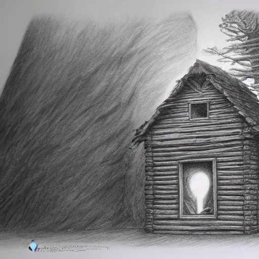 Image similar to hyper realistic pencil drawing of Stump House Tonnel, detailed, rim light, diffused, intricate, axe, by anna dittmann