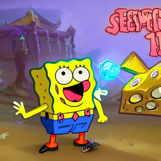 Image similar to spongebob, league of legends splash art