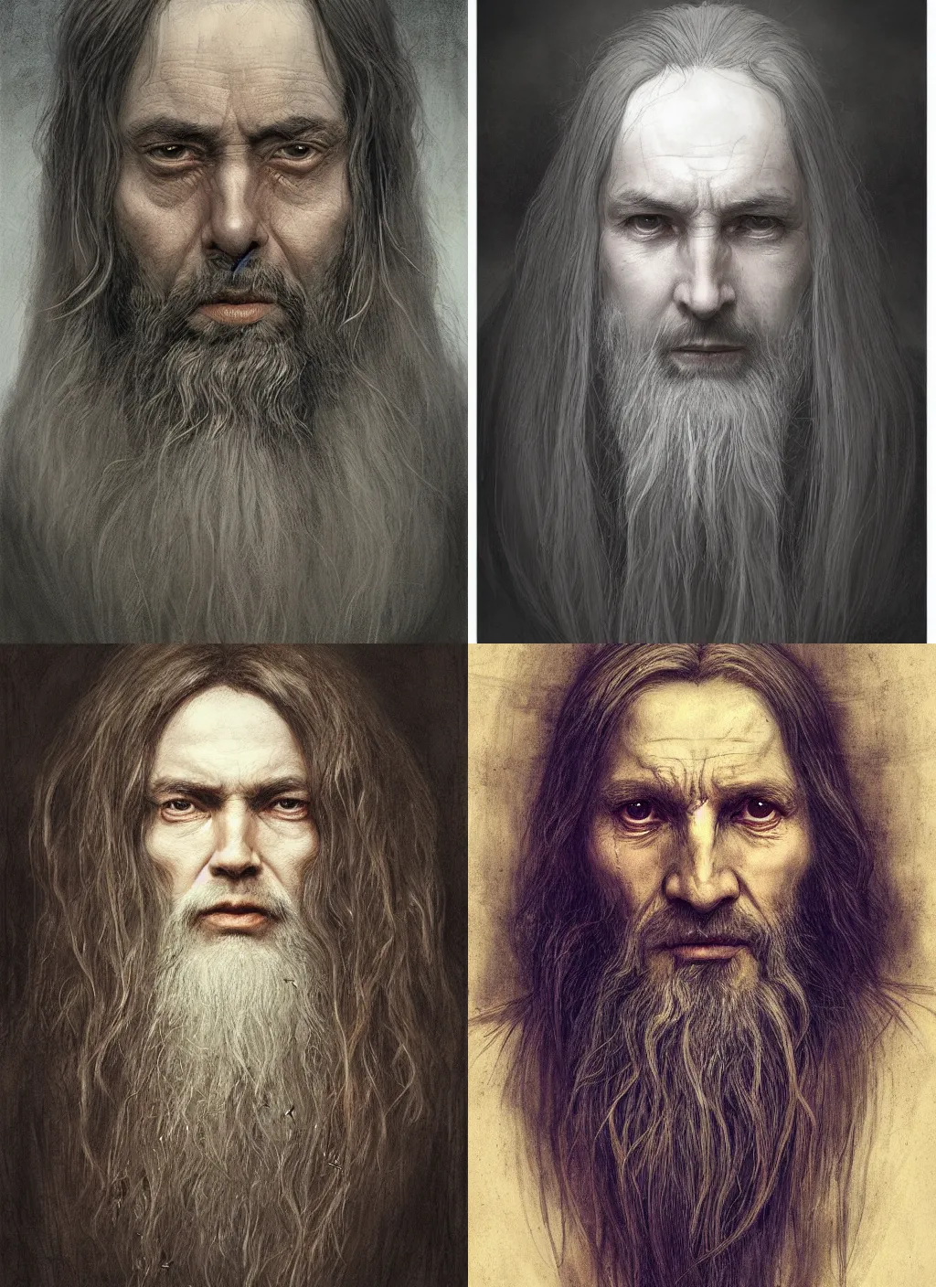 Image similar to portrait of a gentle and wise king with long hairs in alan lee and marc simonetti and emil melmoth style , cinematic lighting