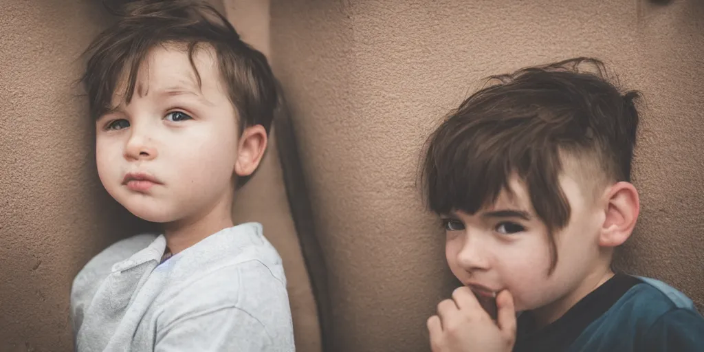 Image similar to little kid with long beautiful mustache, 5 0 mm