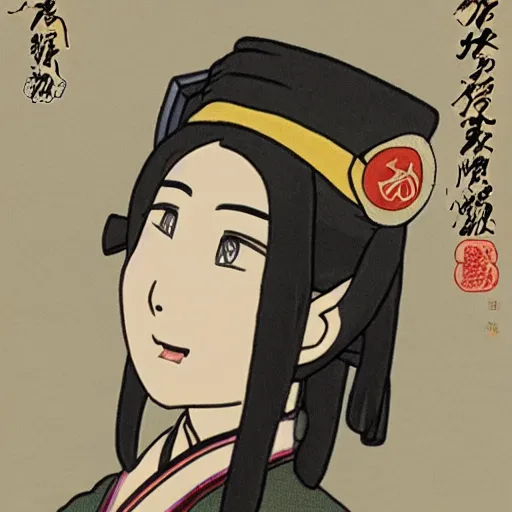 Image similar to Anime girl Mao Zedong, landscape, high quality, cartoon, Song Dynasty, 8k