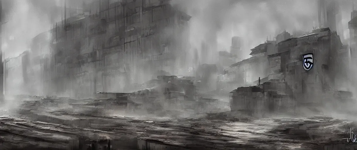 Prompt: dystopian nazi Germany concept art digital painting