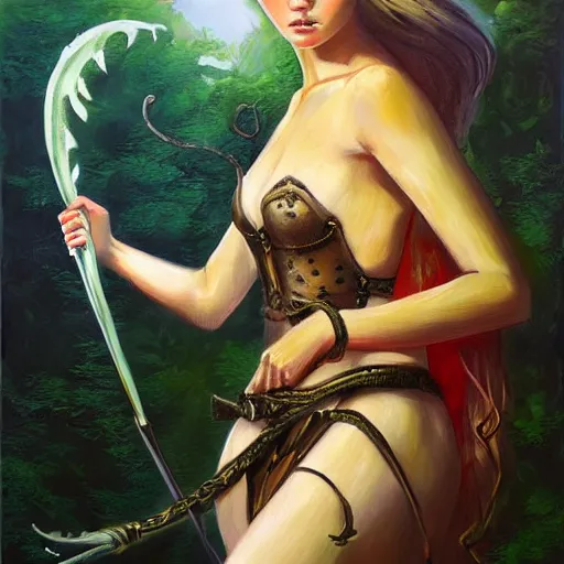 Prompt: tiger maiden, fantasy art, oil painting