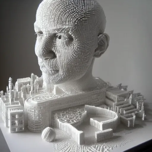 Image similar to hyper detailed sculpture out of carved sugar cubes,