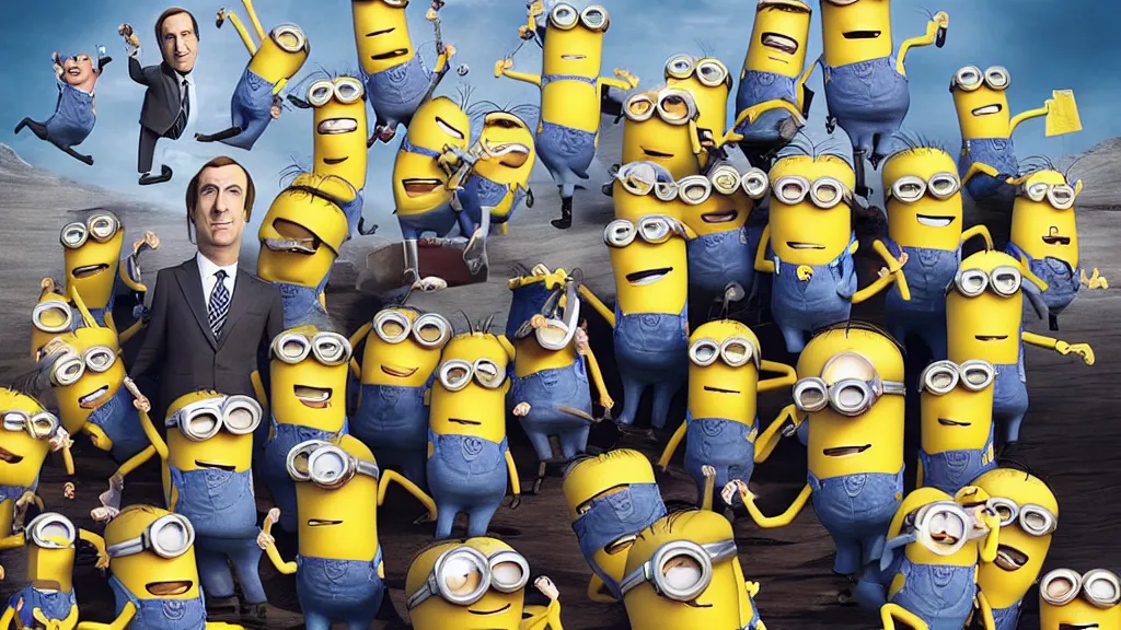 Image similar to saul goodman in minions the rise of gru