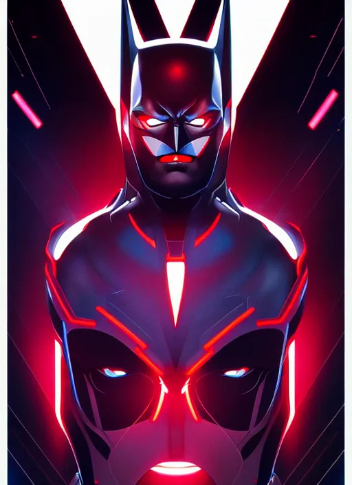 Image similar to symmetry!! portrait of batman beyond, 1 9 9 9 tv series, sci - fi, tech wear, glowing lights!! intricate, elegant, highly detailed, digital painting, artstation, concept art, smooth, sharp focus, illustration, art by artgerm and greg rutkowski and alphonse mucha