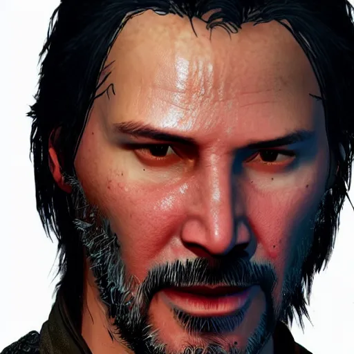 Prompt: keanu reeves in the witcher 3 4 k detailed super realistic