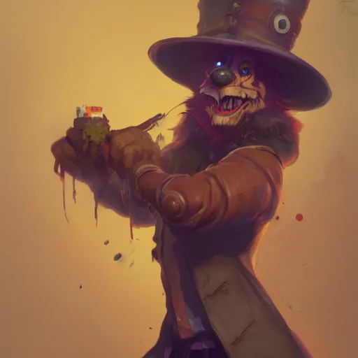 Image similar to the rad hatter, by Viktor Antonov,, greg rutkowski, fantasy, D&D, trending on artstation, smooth, sharp focus