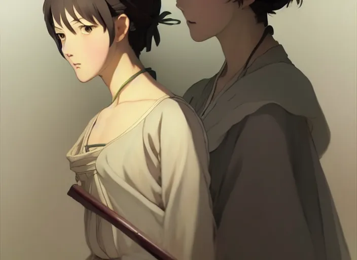 Prompt: 1 8 3 5 florence nightingale as adolescent, character face study, faces only, concept art finely detailed perfect art, painted by greg rutkowski makoto shinkai takashi takeuchi studio ghibli, pinterest, cevagraf comics