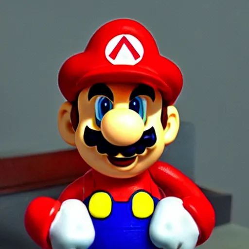 Image similar to cursed claymation mario holding a mushroom