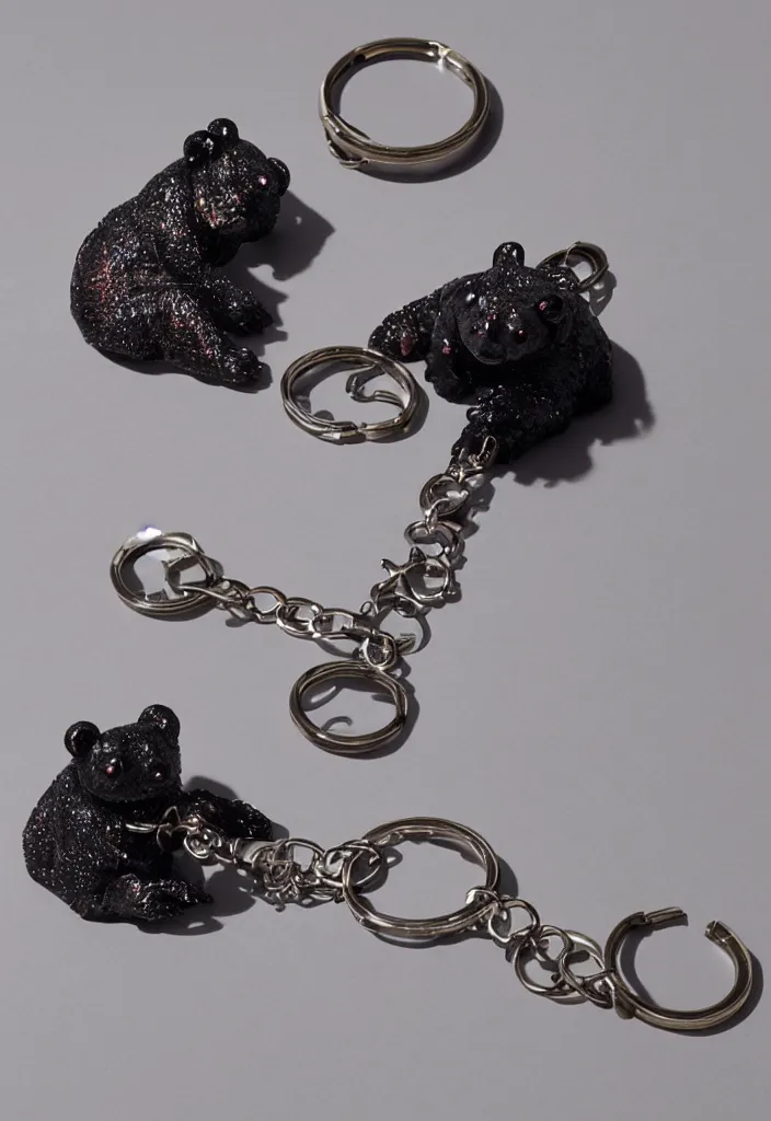 Image similar to a deep coloured crystal bear keychain by greg rutkowski, sung choi, mitchell mohrhauser, maciej kuciara, johnson ting, maxim verehin, peter konig, 8 k photorealistic, cinematic lighting, hd, high details, dramatic, atmosphereric